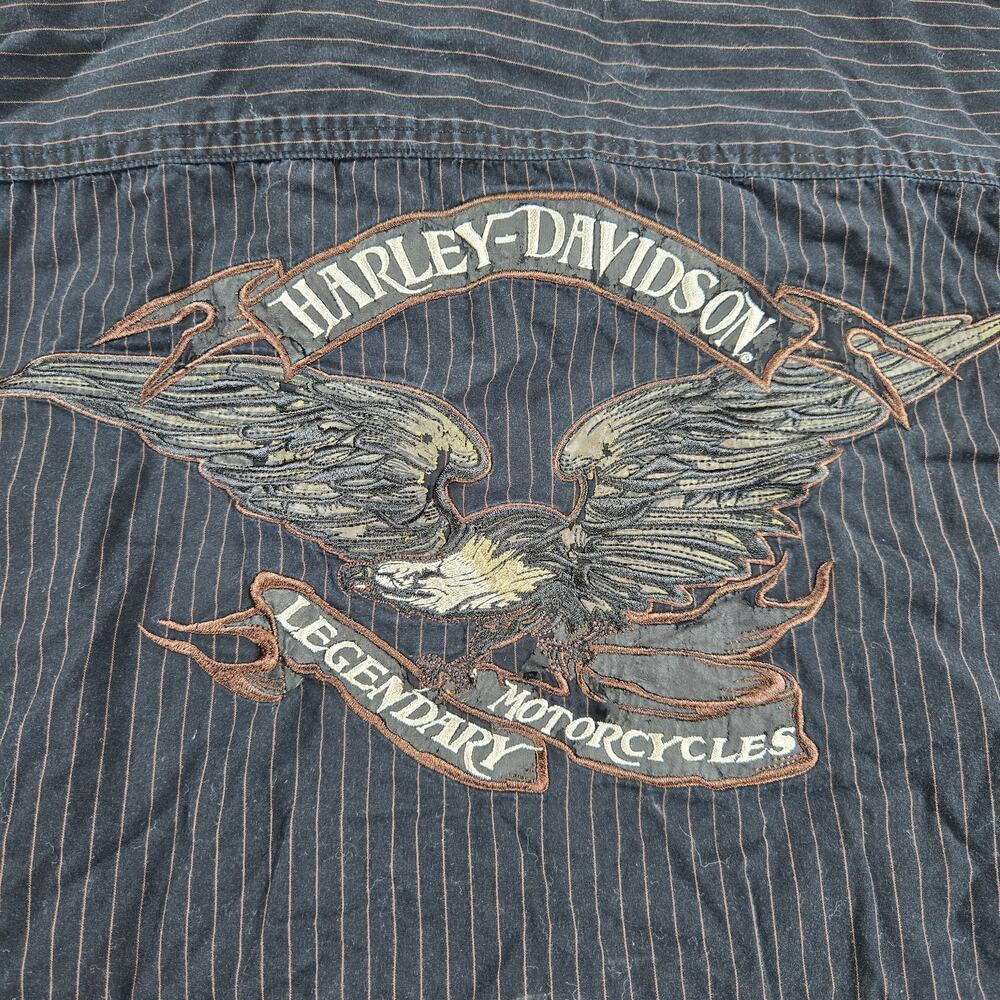 Harley‎ Davidson Striped Long Sleeve Button Down Garage Shirt Men's Size 2XL